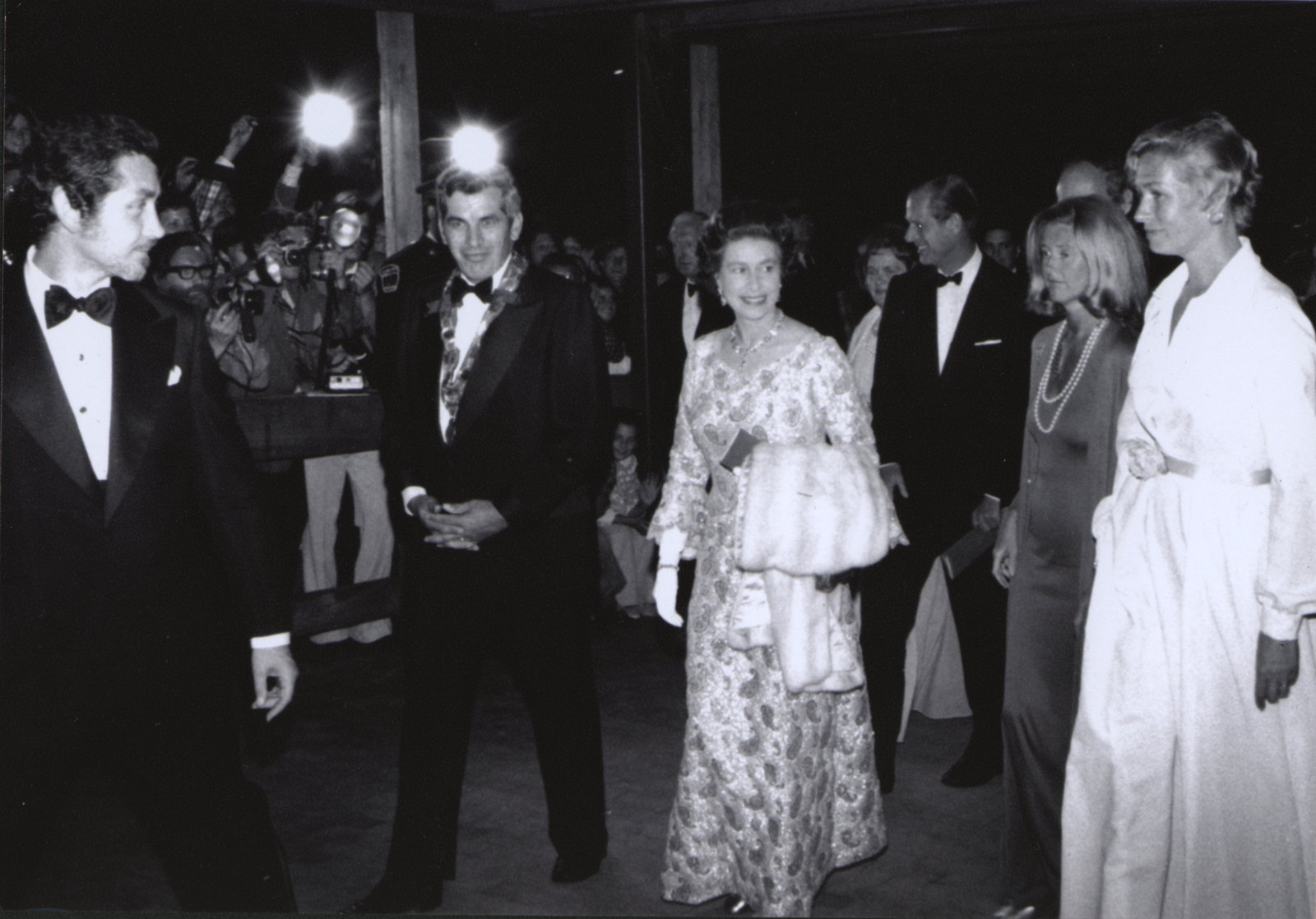 Queen Elizabeth II walks with Jacob Froese, Lord Mayor of Niagara-on-the-Lake, outside of Shaw Festival Theatre in Niagara-on-the-Lake, Ontario, on June 28, 1973. The queen died at the age of 96 on Thursday, Sept. 8, 2022.
