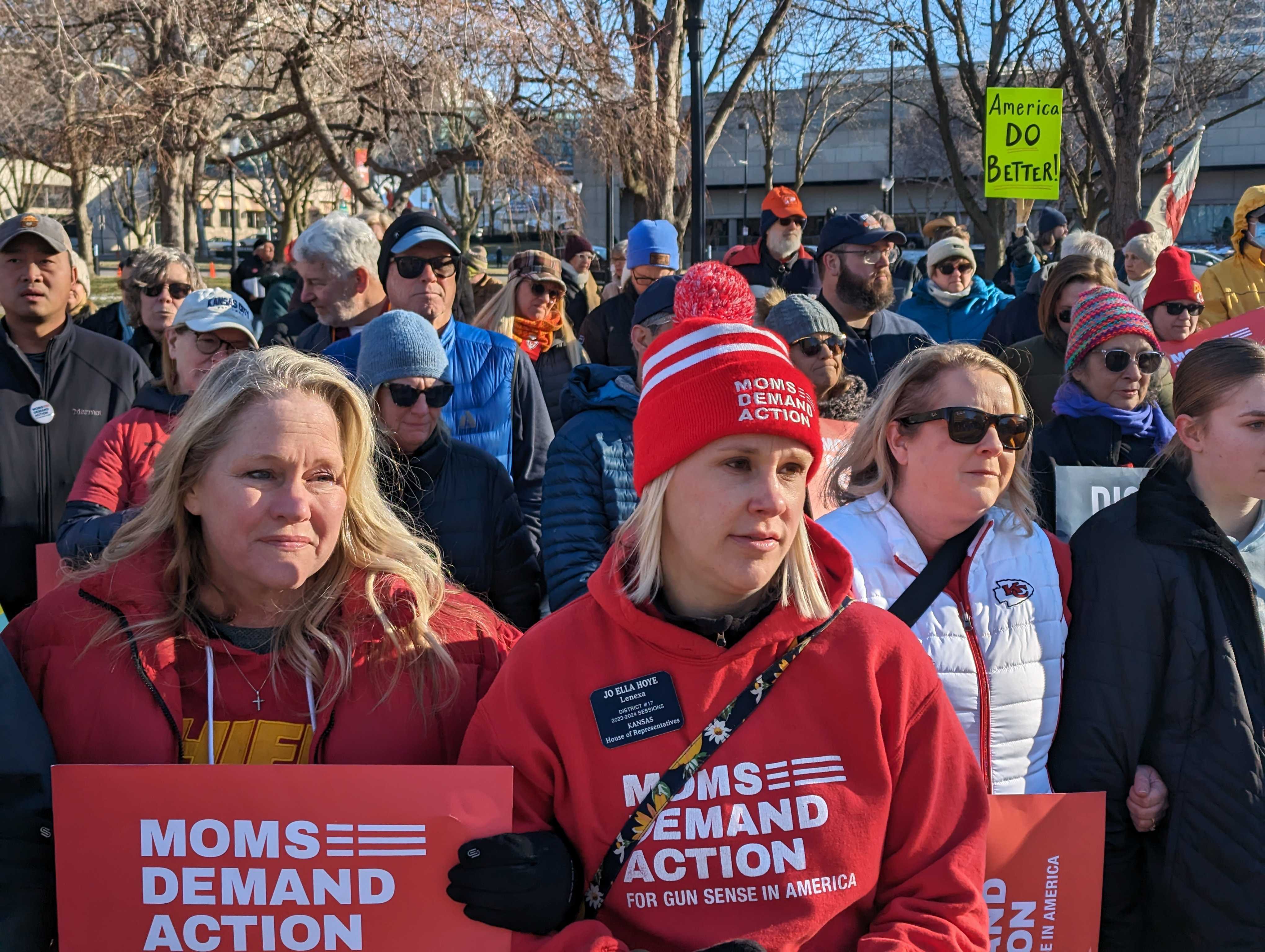 Moms Demand Action for Gun Sense held a rally on Saturday, Feb. 17, 2024; three days after a mass shooting at the end of the Chiefs victory parade rally at Union Station.