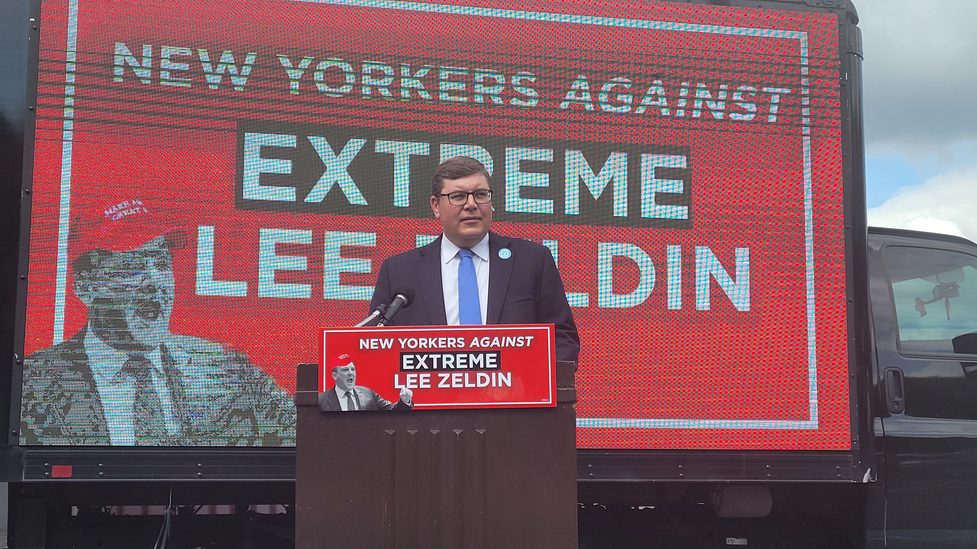 Erie County Democratic Committee Chair Jeremy Zellner speaks at a news conference Sept. 9, 2022, in West Seneca, as a kickoff to the New York State Democratic Party's "New Yorkers Against Extreme Lee Zeldin" campaign.