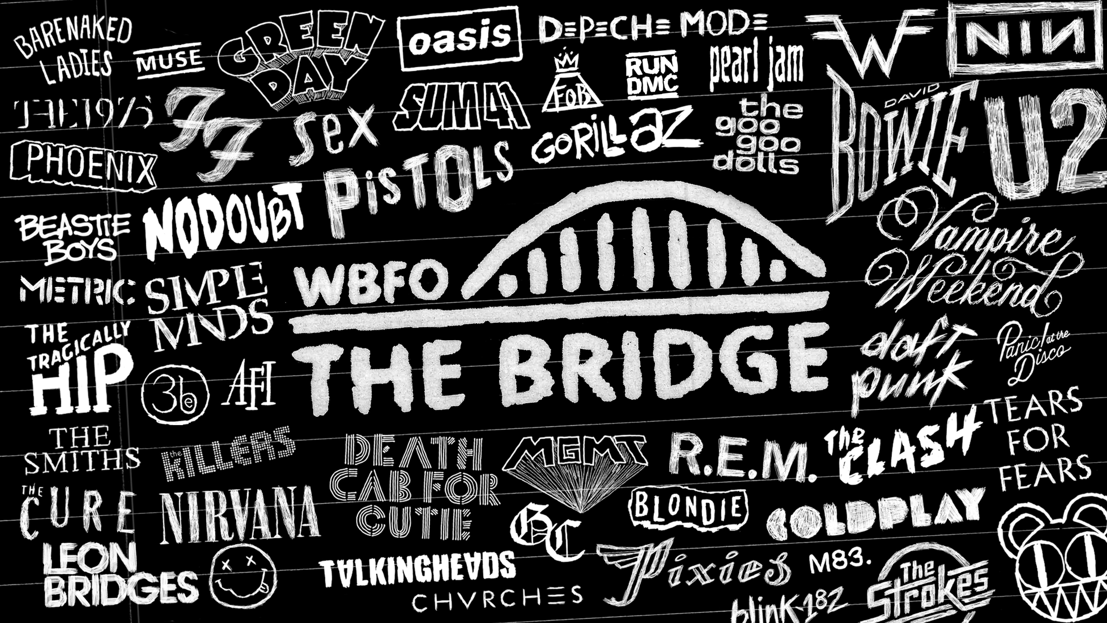  WBFO The Bridge surrounded by band names