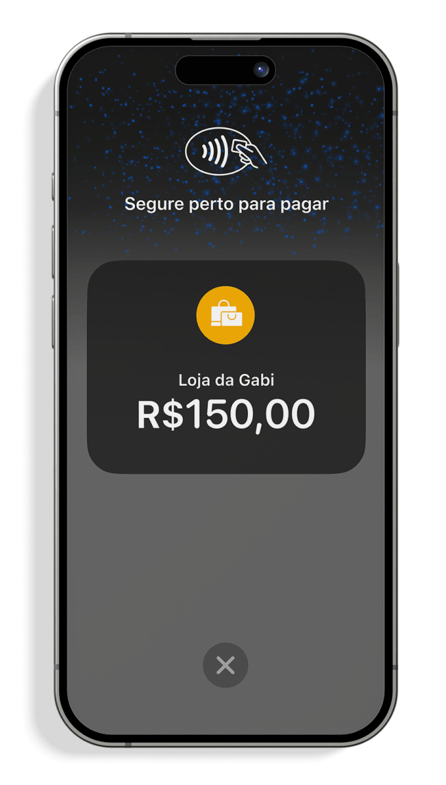 Foto de um celular na etapa de pagamento do tap to pay para iphone