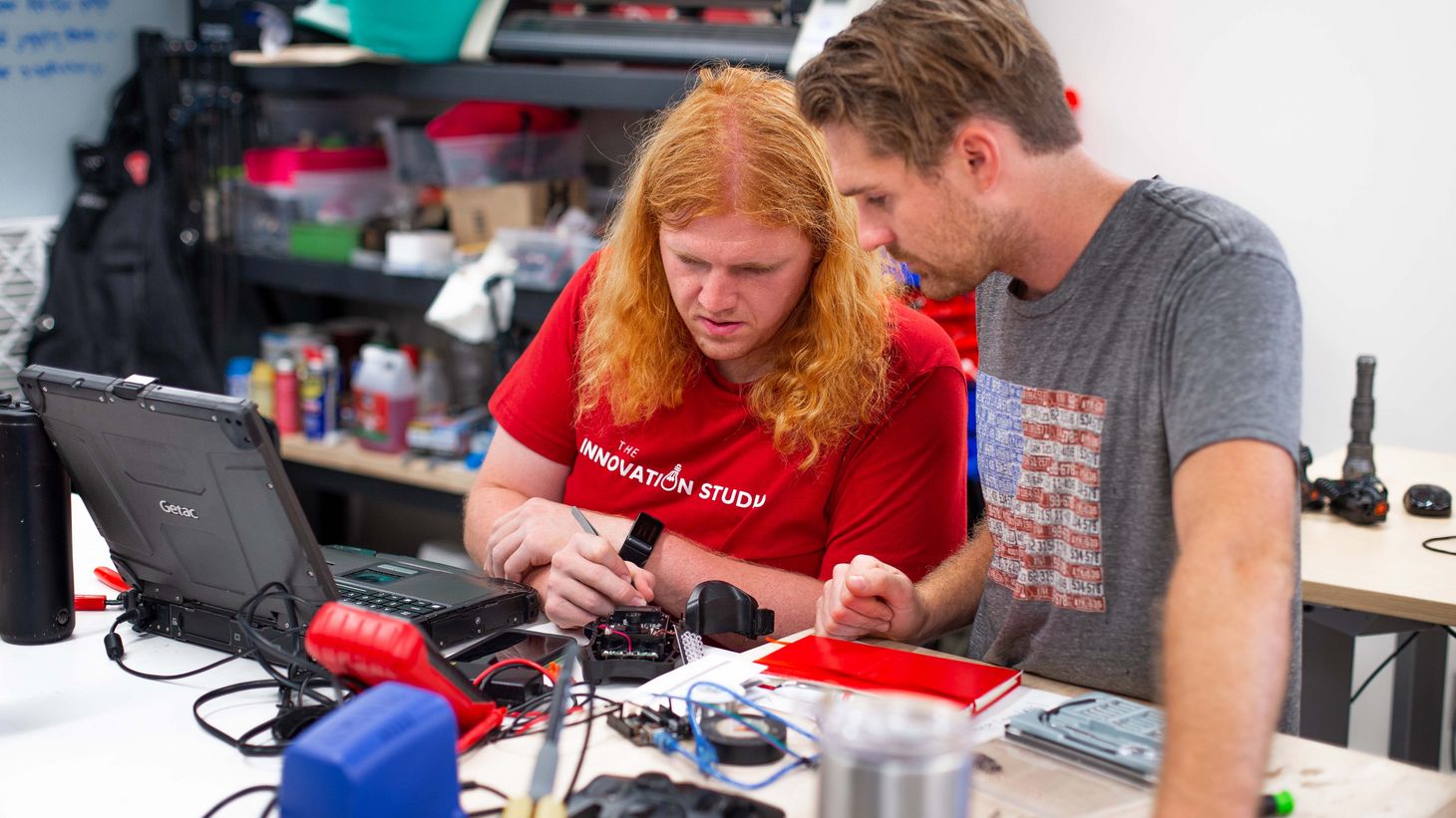 students working in the Innovation Studio