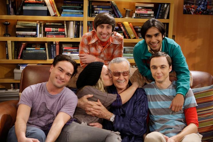 The cast of "The Big Bang Theory" with Stan Lee