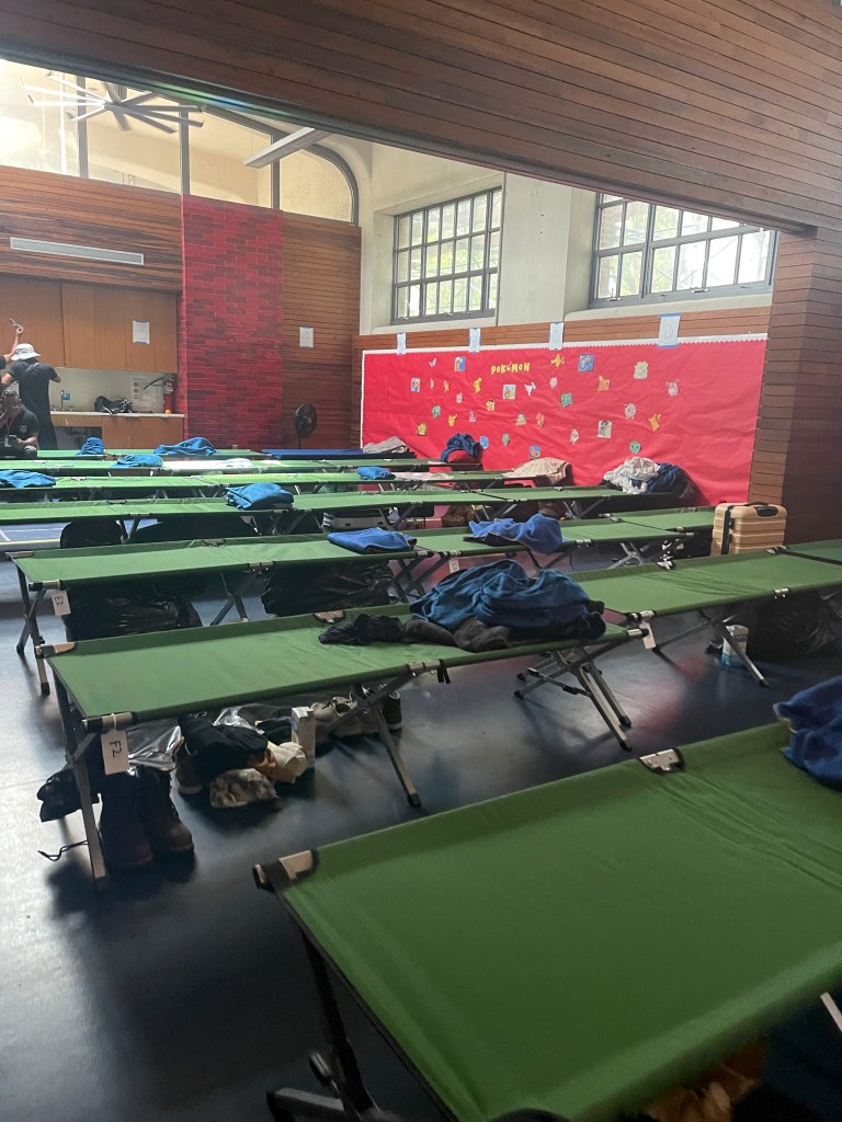 the city set up 100 military cots