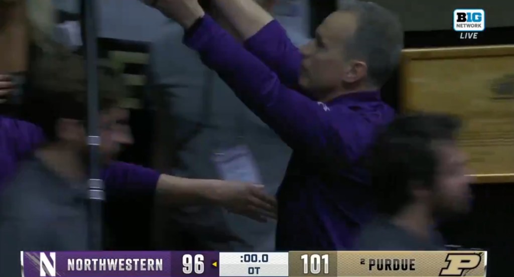 Chris Collins waves off the crowd of Purdue fans as they cheering on he's exiting Mackey Complex on Jan. 31, 2024. 