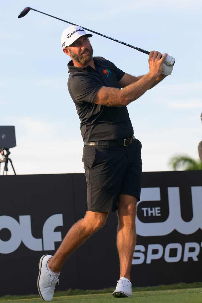 Dustin Johnson participates in the LIV Golf invitational in Doral, Fla., in October 2023.