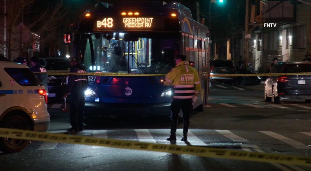 Scene showing MTA Bus vs. Red Mercedes Leaves One Dead on Harrison Ave