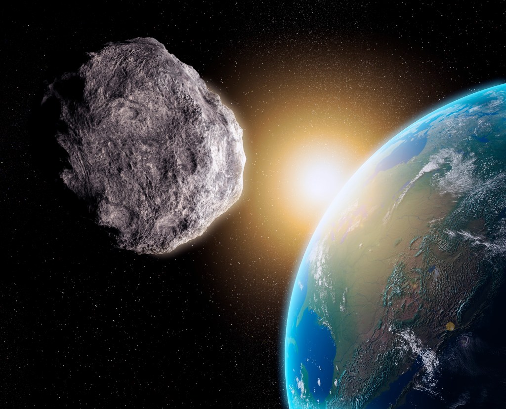 Generic near-Earth asteroid, computer artwork. 