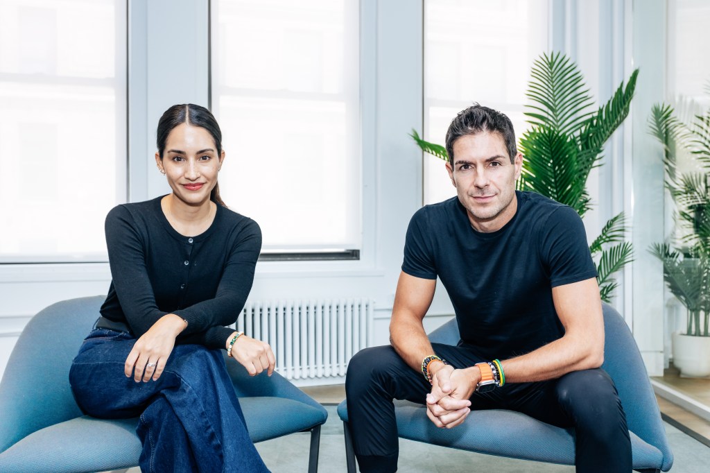 Founders and CEO of Eight Sleep sitting in chairs in the Flatiron District of Manhattan on June 17, 2024.