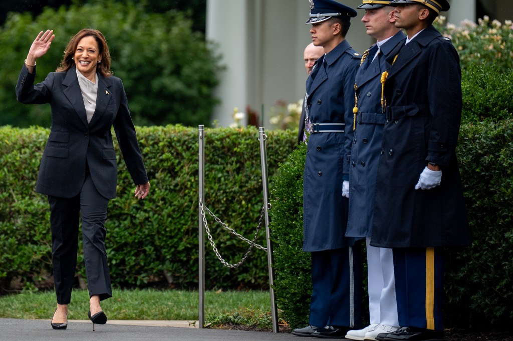 U.S. Vice President Kamala Harris arriving at NCAA championship teams celebration on the South Lawn of the White House