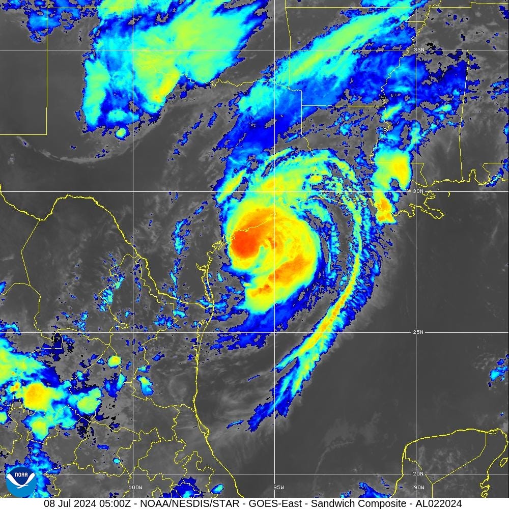 The storm was projected to come ashore early Monday in the middle of the Texas coast around Matagorda Bay, an area about 100 miles south of Houston, but officials cautioned the path could still change.