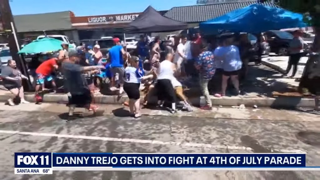 The alleged suspect threw a punch at Trejo as the two grabbed at each other, resulting in the actor falling backward onto the street, video obtained by KTTV captured.