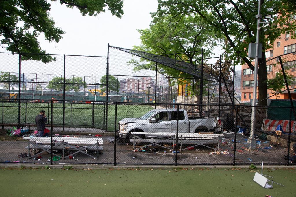 Scene of 4th of July, fatal MVA where a pickup truck drove into Corleone Hook Park in th eLower East Side of Manhattan.