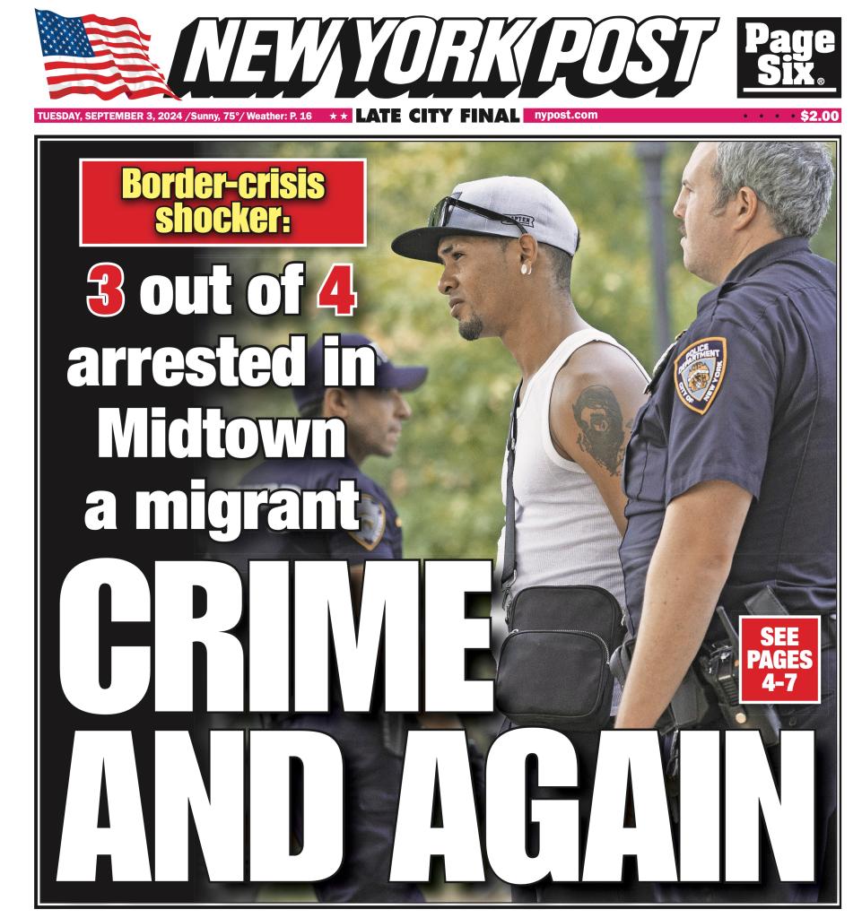 The New York Post's coverage of migrant crime in New York City.