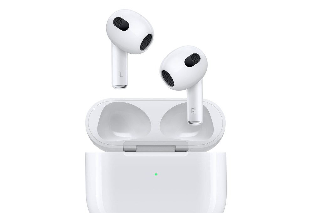 White wireless Apple AirPods 3rd Generation in a case