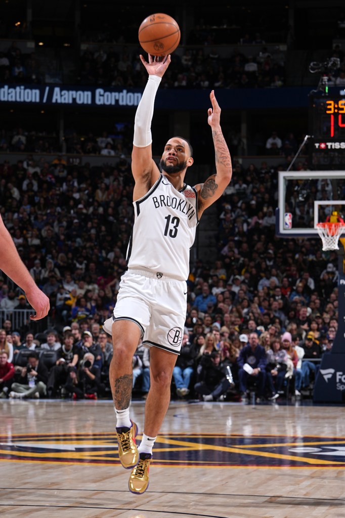 Tyrese Martin #13 of the Brooklyn Nets shoots the ball during the game against the Denver Nuggets on January 10, 2025 at Ball Arena in Denver, Colorado. 