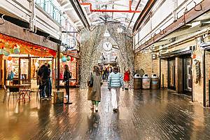 People shopping at Chelsea Market in New York City.