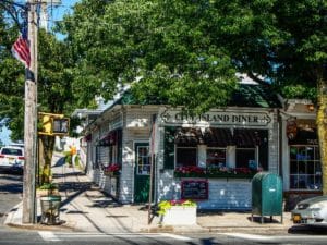 An exterior shot of the City Island Diner in City Island, the Bronx