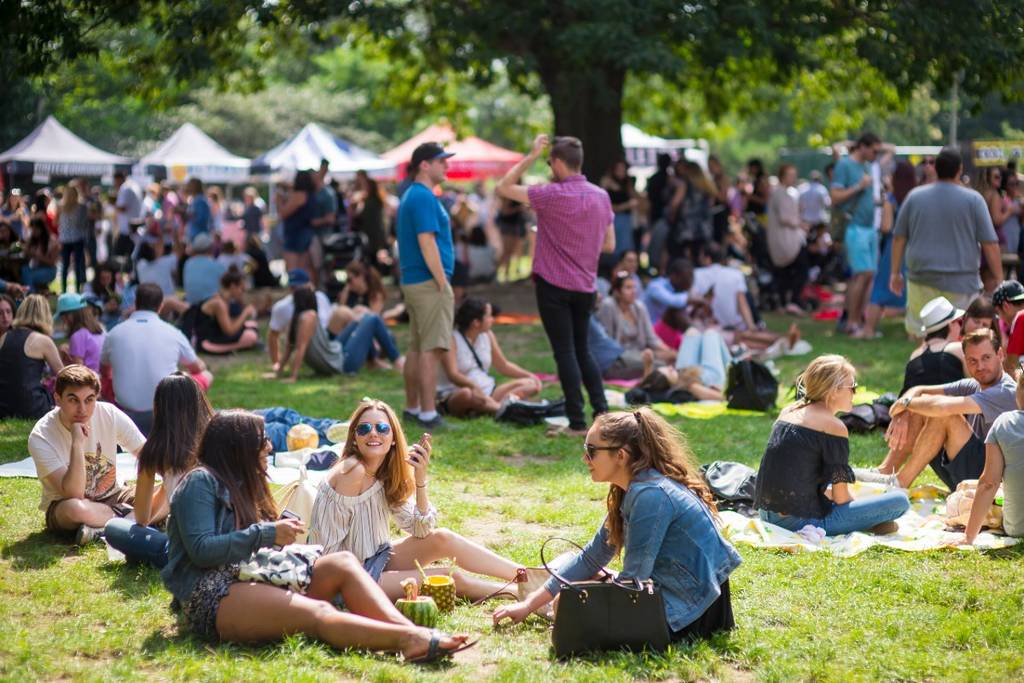 People enjoying Smorgasburg in Prospect Park