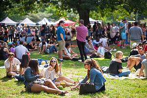 People enjoying Smorgasburg in Prospect Park