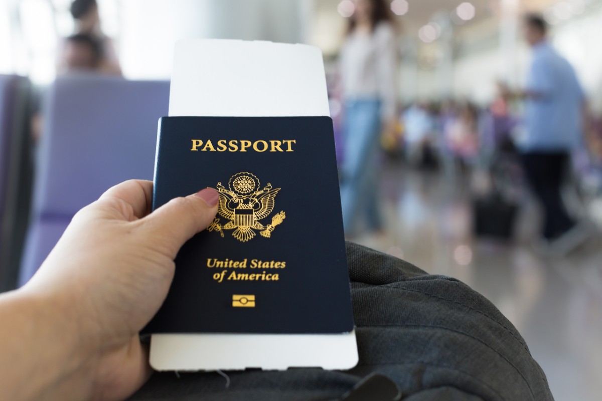 U.S. passport in travelers hand