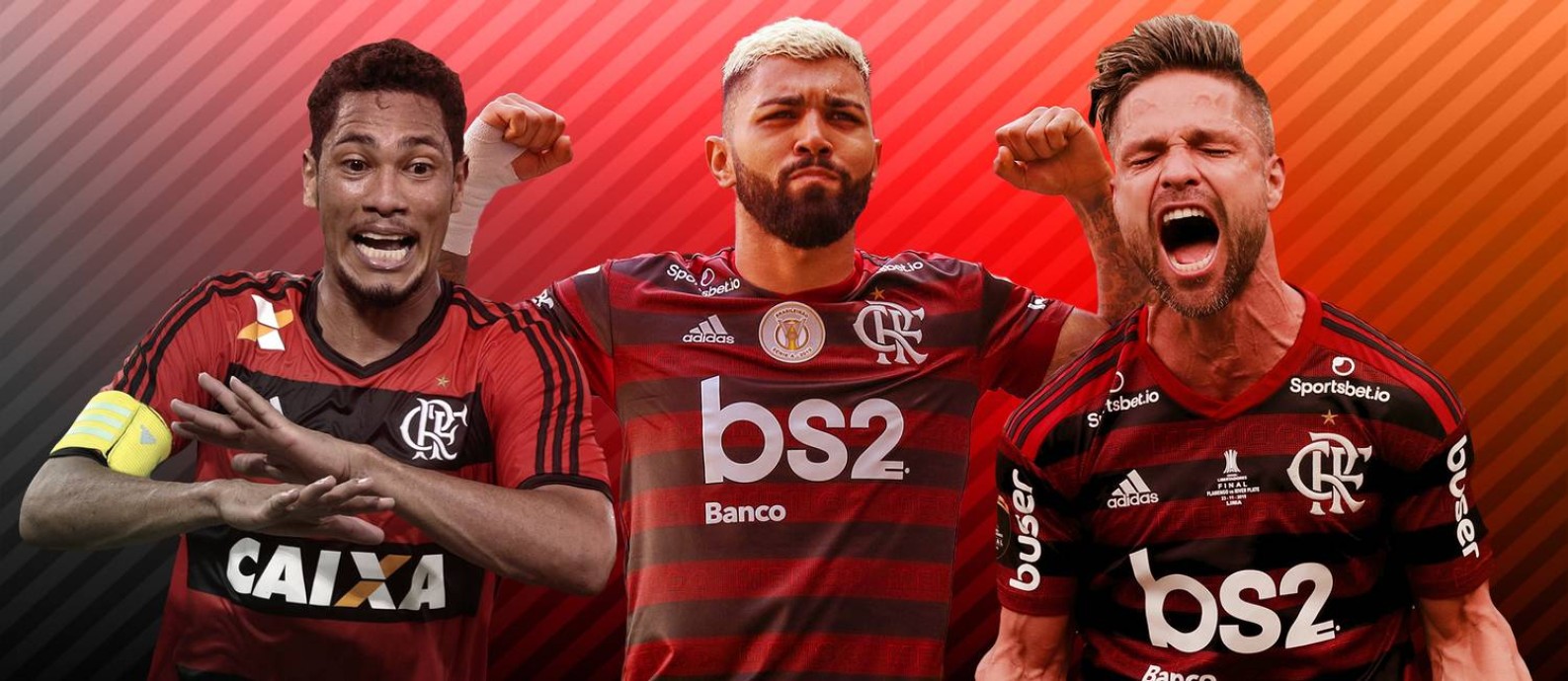 Hernane Brocador, Gabigol e Diego na seleção do Flamengo dos anos 2010 Foto: Editoria de Arte