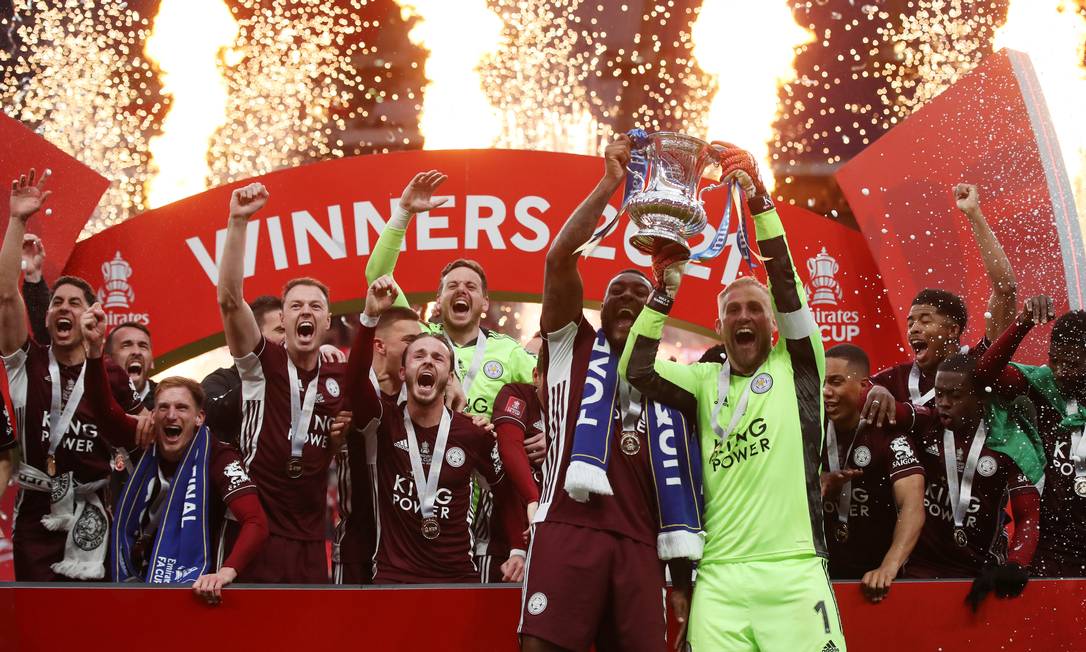 Leicester ficou com o título da última FA Cup em final contra o Chelsea Foto: NICK POTTS / Pool via REUTERS