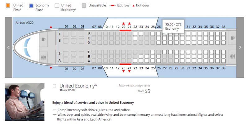 United Airlines Seat Selection Map