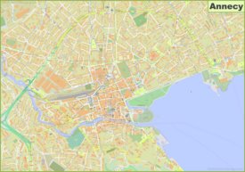 Large detailed map of Annecy