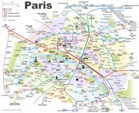 Paris metro map with main tourist attractions