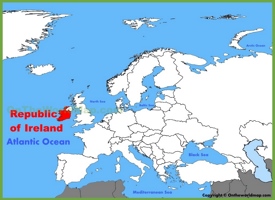 Detailed physical map of Ireland