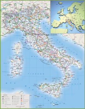 Large detailed map of Italy