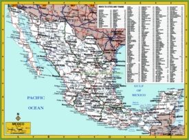 Map of Mexico with cities and towns