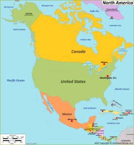 Map of North America With Countries And Capitals