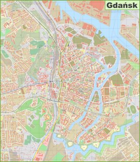 Large detailed map of Gdańsk