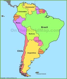 Political map of South America