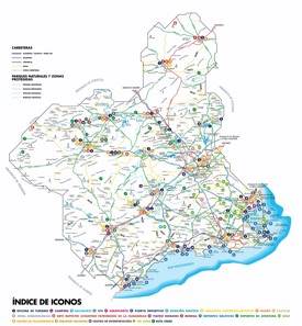 Tourist map of surroundings of Murcia