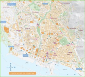 Santa Cruz de Tenerife hotels and sightseeings map