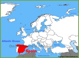 Spain location on the Europe map