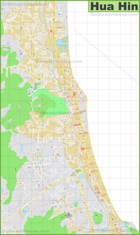 Large detailed map of Hua Hin