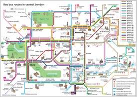 Central London bus map with tourist attractions