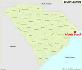 Myrtle Beach Location On The South Carolina Map