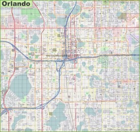 Large detailed street map of Orlando