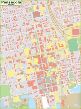 Detailed Map of Downtown Pensacola