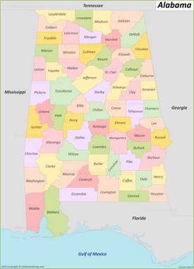 Alabama County Map