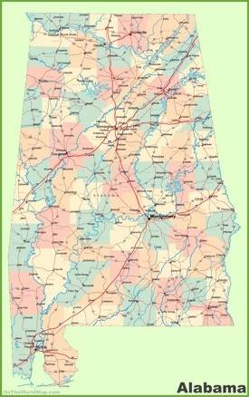 Large detailed map of Alabama