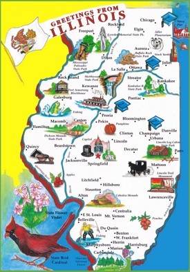 Pictorial travel map of Illinois