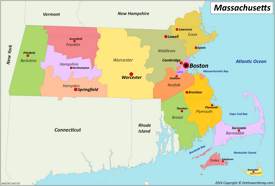 Massachusetts Counties and County Seats Map