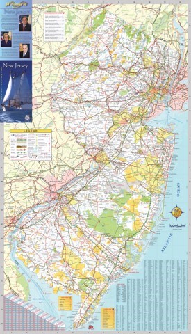 Large detailed tourist map of New Jersey with cities and towns