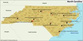 Map of Airports in North Carolina